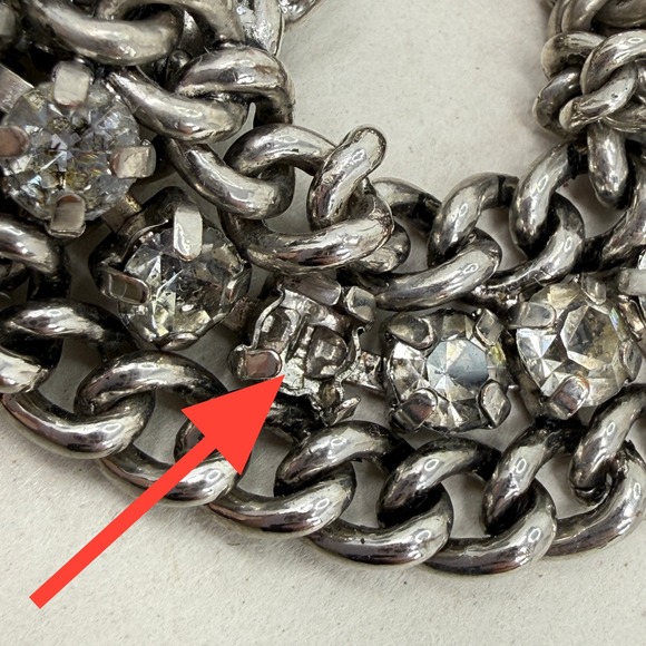 Stella & Dot Petra Braided Rhinestone Bracelet Chunky Chain Sparkle Silver Tone - Picture 4 of 10